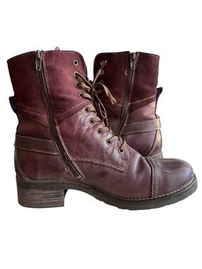 Taos Crave Boots Womens Size 11-11.5 EU 42 Bordeaux Leather Burgundy Red Combat